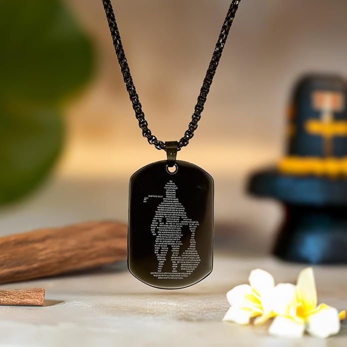 Black Hanuman Chalisha Pendant with Chain