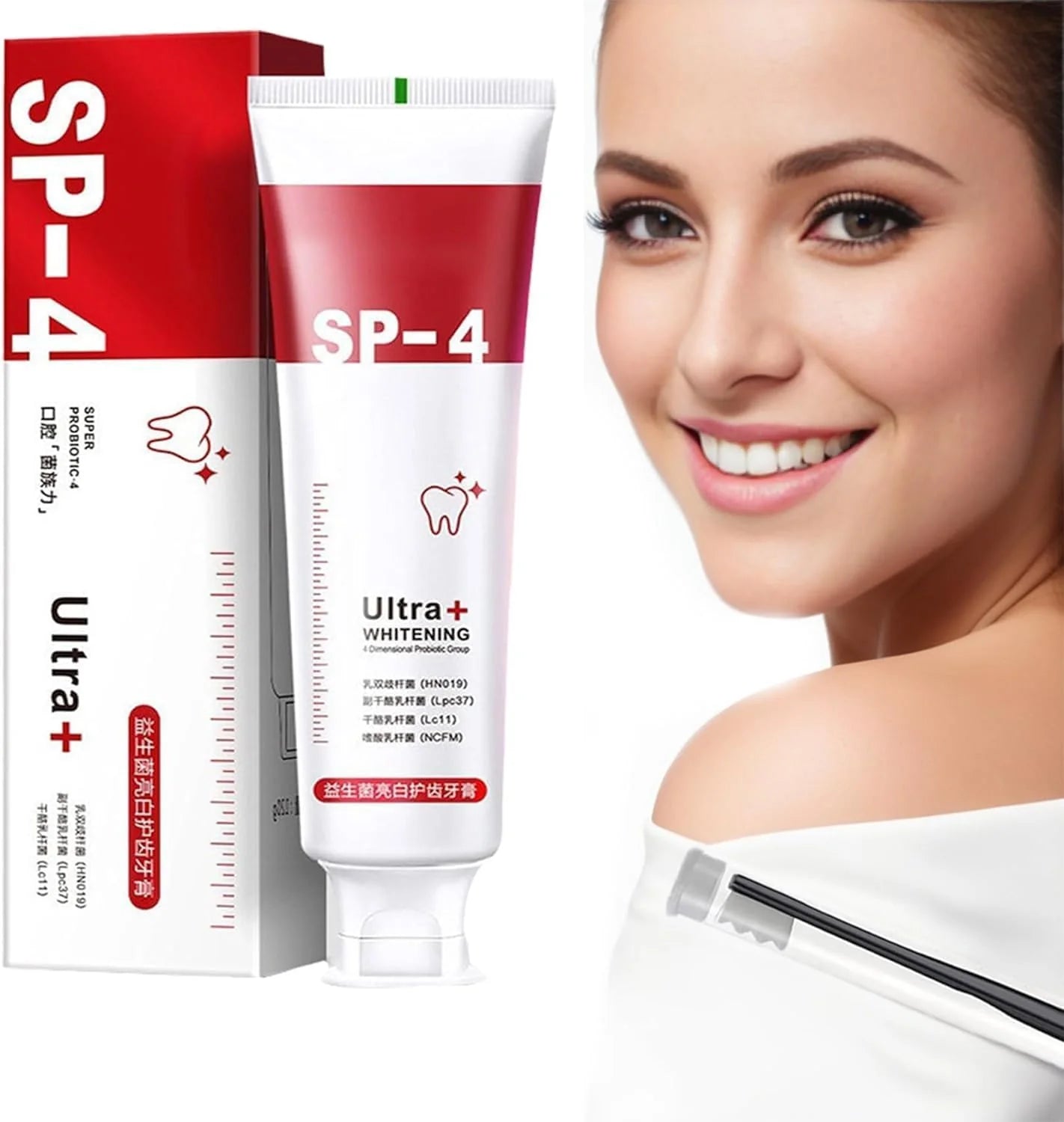 SP 4 probiotic whitening toothpaste, Ultra Brightening Toothpaste, Advanced Whitening Formula for Stain Removal and Enamel Protection