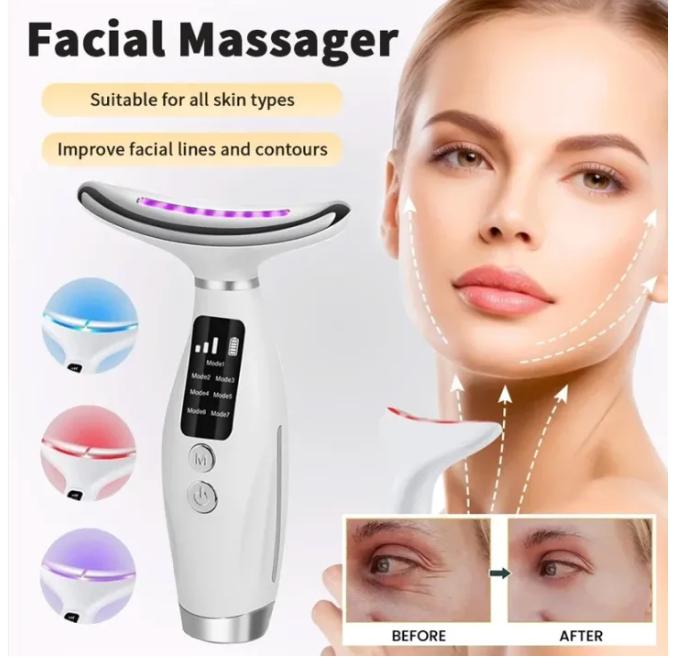 Prime Picks Premium 7 Color LED Electric Face Massager | Face Shaper Gua Sha | Massage
